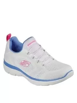Image of Skechers Summits Perfect Views Engineered Mesh Bungee Slip-on Trainers - White, Size 4, Women