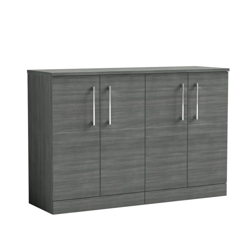 Image of Balterley Level 1200 mm Floor Standing 4 Door Unit, Worktop Anthracite Woodgrain in Grey Grey Unisex