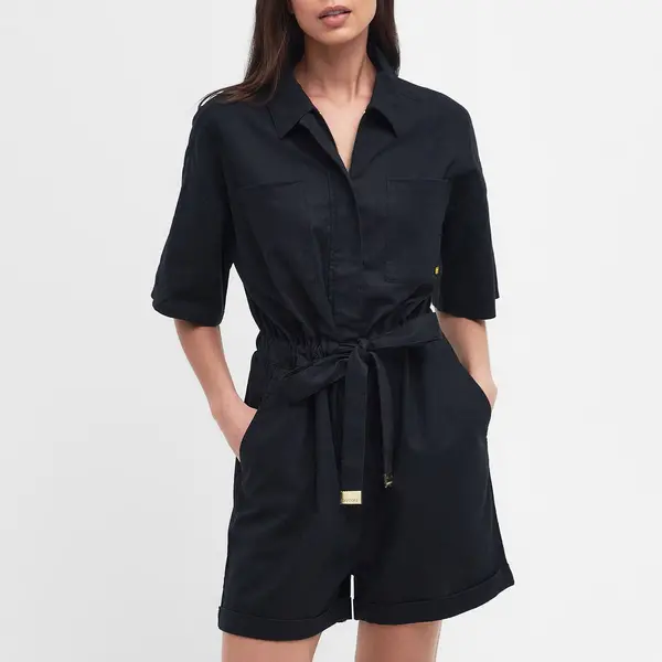 Image of Barbour International Rosell Linen and Cotton-Blend Playsuit - UK 18