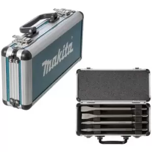 Image of Makita - D-08757 4 Piece SDS Plus Chisel Set Bull Point Flat + Aluminium Case