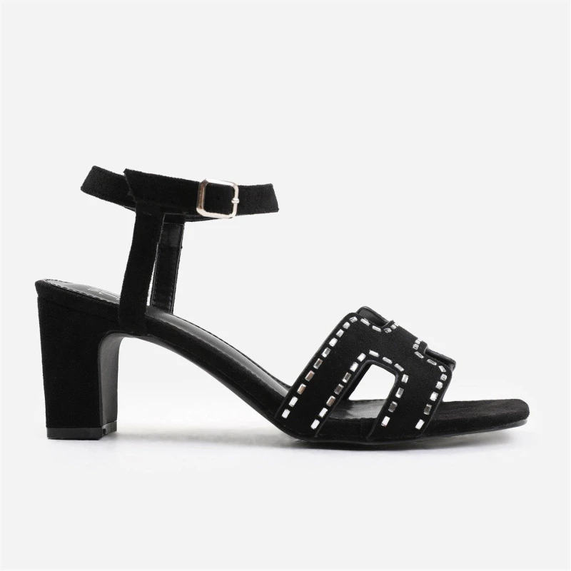 Image of Where's That From 'Tinsley' Low Block Heel With Cut Out Detailing And Diamantes Black