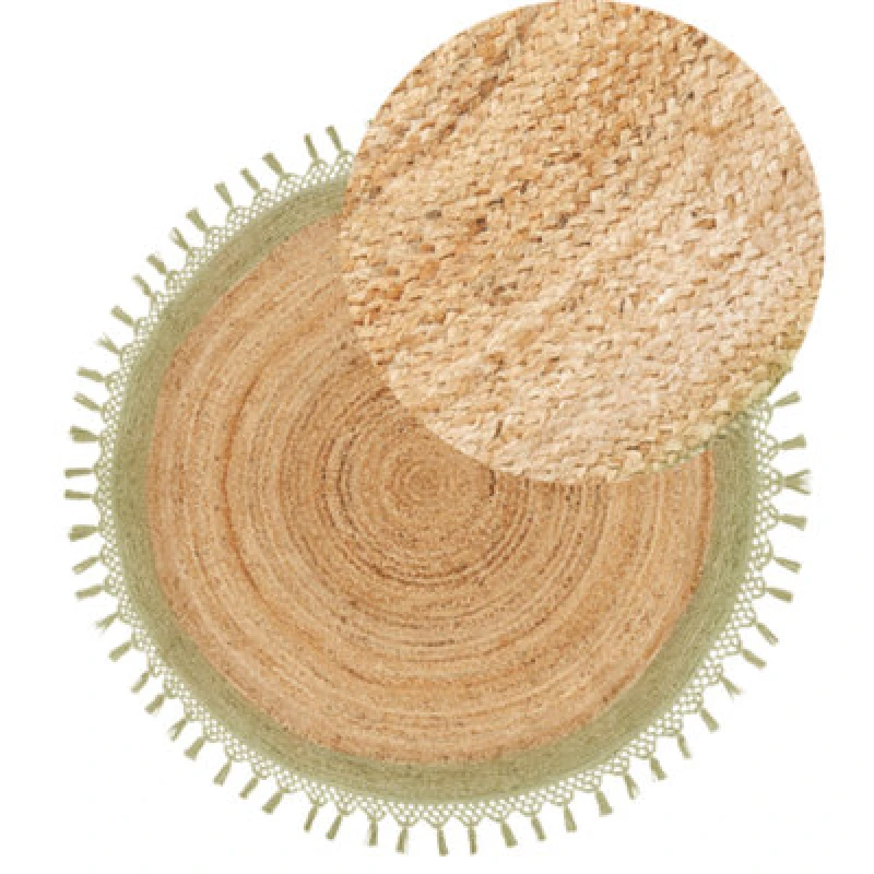 Image of Beliani Boho Rug Marts Green 140 Cm Jute