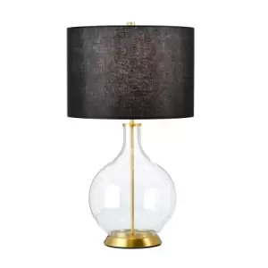 Image of Orb Table Lamp with Round Shade Aged Brass
