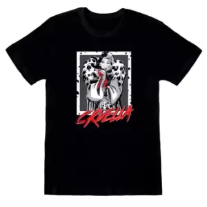 Image of Disney Unisex Adult Cruella De Vil T-Shirt (M) (Black)