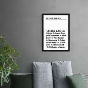 Image of East End Prints House Rules Print Black and white