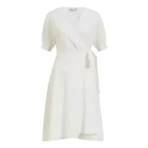 Image of Yumi Cream Broderie Wrap Dress - White