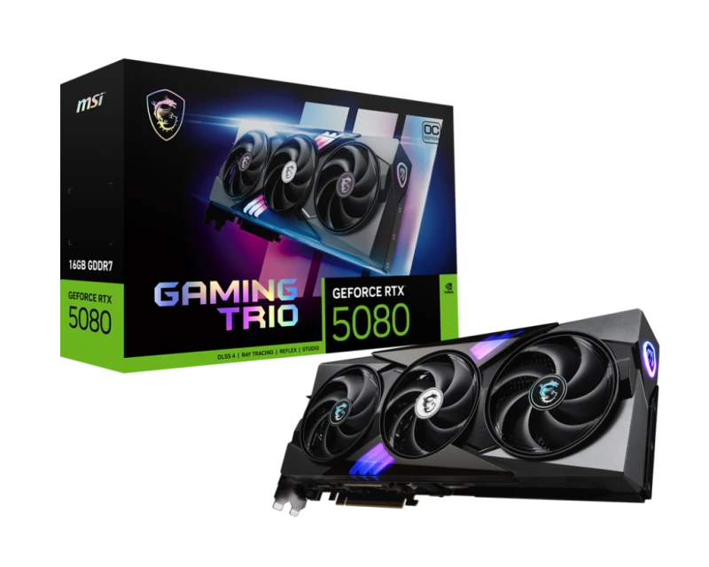 Image of MSI NVIDIA GeForce RTX 5080 16G GAMING TRIO OC GDDR7 Graphics Card