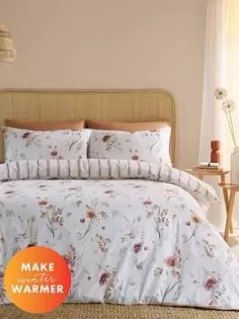 Image of Catherine Lansfield Autumn Flowers Brushed Cotton Duvet Cover Set