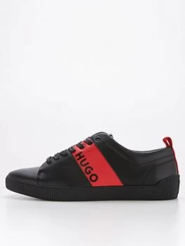 Image of HUGO Zero Leather Tennis Trainers - Black, Size 8, Men