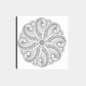 Image of MANDALA46 White Black Decorative Canvas Painting