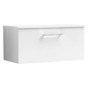 Image of Nuie Arno Gloss White 800mm Wall Hung Single Drawer Vanity Unit with Worktop - ARN125W - Gloss White