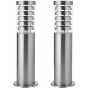 Image of 2 pack Outdoor Garden Bollard Light Stainless Steel Outside Path LED Lamp Post