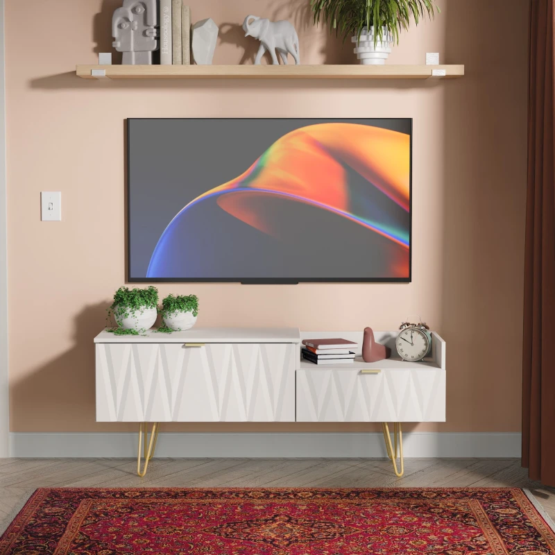 Image of Ready Assembled 2 U Dallas 2 Drawer Coffee TV Unit (Ready Assembled) in Taupe Unisex