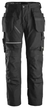 Image of Snickers Black RuffWork, Canvas+ Work Trousers+ Holster Pockets, Size 252