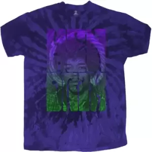 Image of Jimi Hendrix - Swirly Text Unisex Medium T-Shirt - Blue