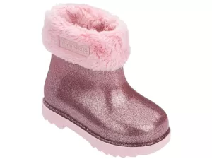 Image of Mini Melissa Toddler's Mini Rain Boots Print - Blush Glitter - UK 4 Baby