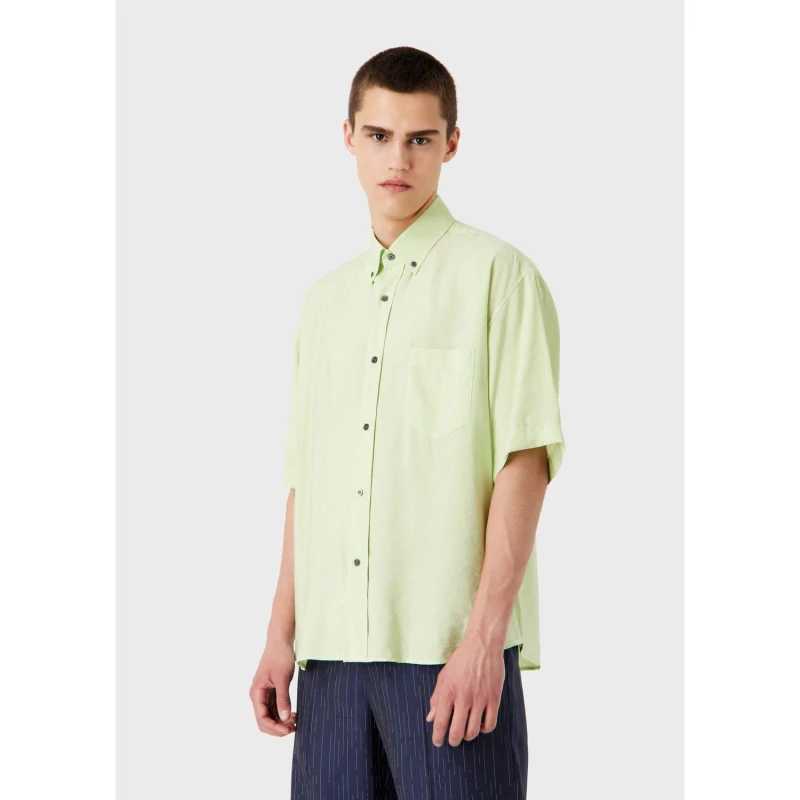 Image of Emporio Armani Shirt Oxford Shirt - Long Sleeve S Green 33455715350