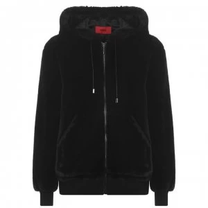 Image of Hugo Boss Fionas 1 Fur Bomber Jacket Black Size L Men