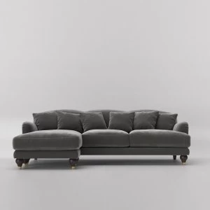 Image of Swoon Holton Velvet Corner Sofa - Left Hand Side - Corner Sofa - Granite