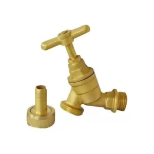 Image of 1/2' / 3/4' Standard Brass Garden Water Tap for Garden Hose Pipes etc