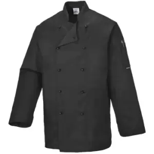 Image of C834BKRS - sz S Somerset Chefs Jacket - Black - Black - Portwest