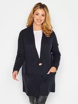 Image of Yours Button Detail Cardigan Navy, Blue, Size 14, Women