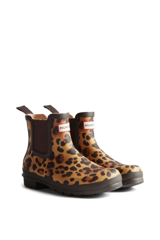 Image of Hunter Womens Original Chelsea Leopard Print Boot Size: 7 Multicolor Female 7
