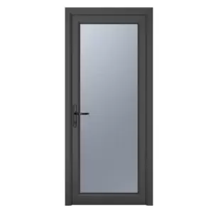 Image of Crystal uPVC Obscure Single Door Full Glass Right Hand Open 920mm x 2090mm Obscure Glazing - Grey