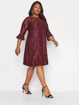 Image of Yours Lace Swing Dress Red, Red, Size 18, Women
