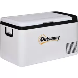 Image of 12V Portable Car Refrigerator w/ Inner LED Light Indoor Outdoor 25L - White and Black - Outsunny