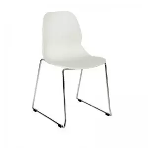 Image of Strut multi-purpose chair with chrome sled frame - white