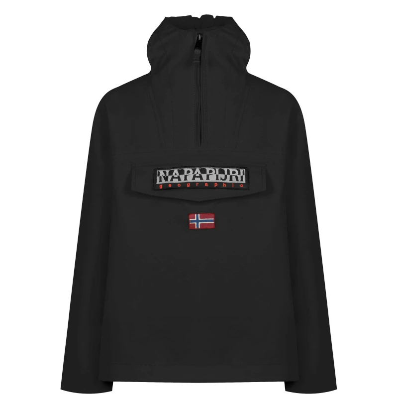 Image of Napapijri Kids Rainforest Water Resistant Long Sleeve Rain Anorak Black 041 male 8Y