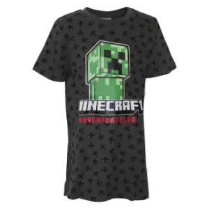 Image of Minecraft Childrens/Kids Creeper All-Over Print T-Shirt (9-10 Years) (Grey)