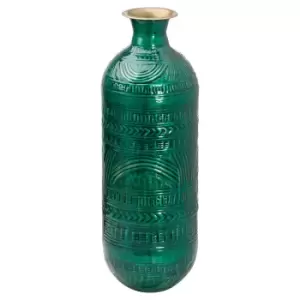 Image of Hill Interiors Aztec Collection Brass Embossed Ceramic Dipped Lebes Vase