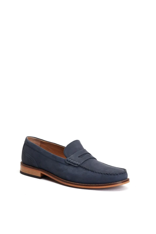 Image of Base London Base London Men Garfield Penny Loafer in Navy Size: 9 Navy 9 Male 5038538366232