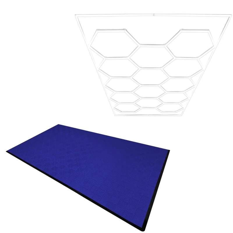 Image of Monstershop Hexagon LED Light & Vented Garage Floor Tiles x 120 With Edges - Blue Blue Unisex