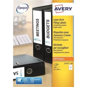 Image of Avery L7171 100 200 x 60mm Lever Arch Filing Labels Pack of 400 Labels
