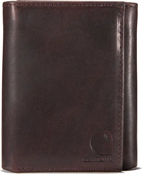Image of Carhartt Oil Tan Leather Trifold Wallet, brown