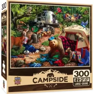 Image of Masterpieces Puzzle Campside Campsite Trouble EZ Grip Puzzle 300 piece Jigsaw puzzle