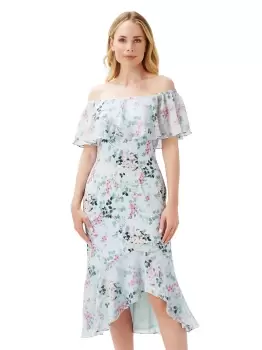 Image of Print Off Shoulder Midi Dress