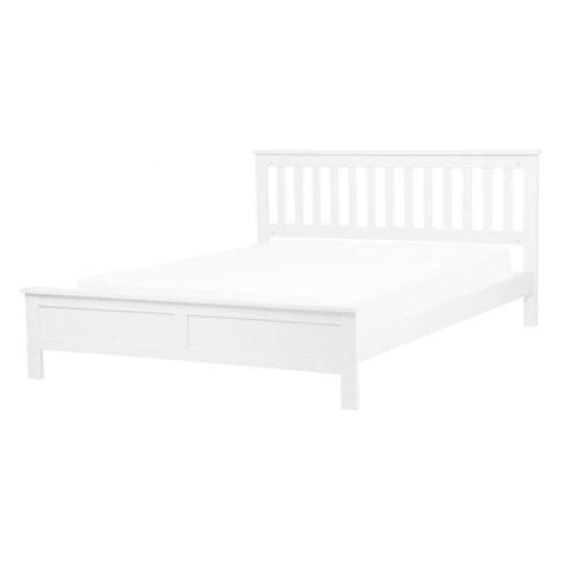 Image of Beliani Bed Pine Wood Mayenne 140 X 200 Cm (Eu Double) White