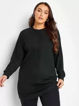 Image of Yours Long Sleeve Ribbed Jumper - Black, Size 18, Women
