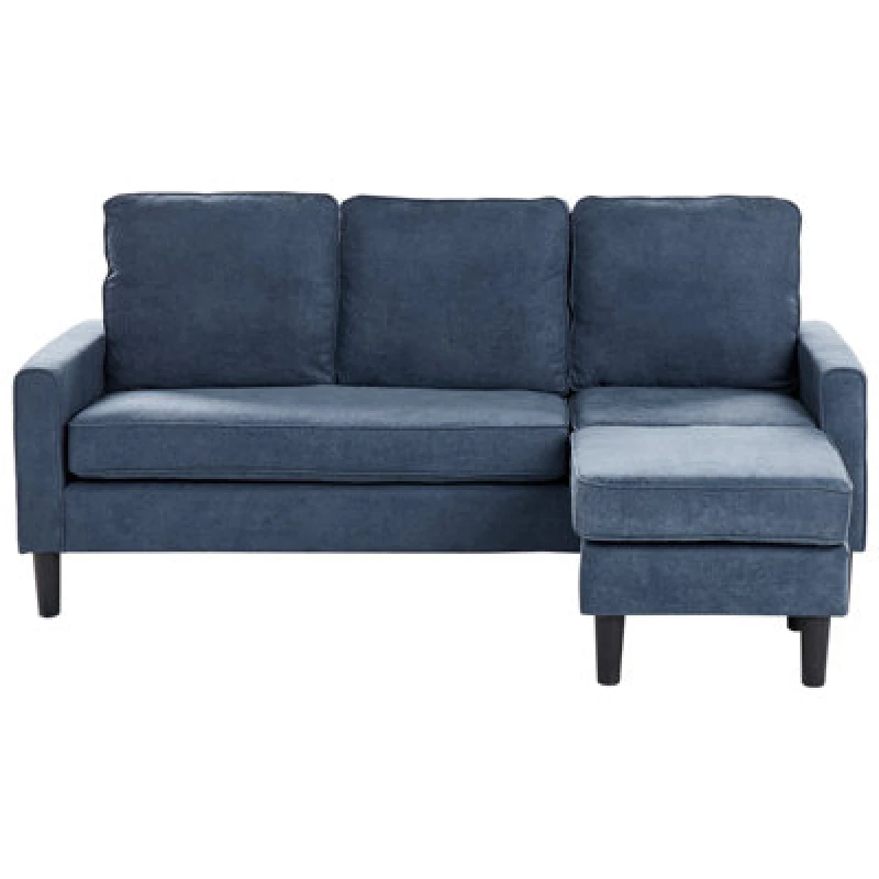 Image of Beliani Sofa 3 Seater Avesta Fabric Dark Blue With Ottoman