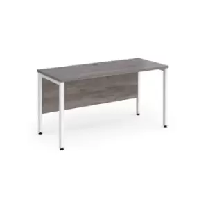 Image of Maestro 25 straight desk 1400mm x 600mm - white bench leg frame and grey oak top
