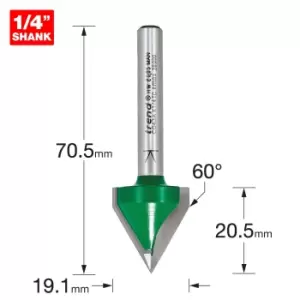 Image of Trend CRAFTPRO Chamfer V Grovve Router Cutter 19mm 20.5mm 1/4"