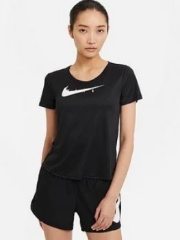 Image of Nike Running Swoosh Tee, Black, Size S, Women