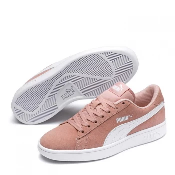 Image of Puma Smash v2 Suede Junior Girls Trainers - Peach/White