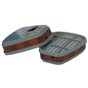 Image of 3M 6051 A2 Gas and Vapour Cartridge Filter 1 Pair Grey 6055