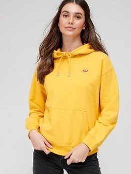Image of Levis 100% Cotton Chest Logo Standard Hoodie - Gold, Size L, Women