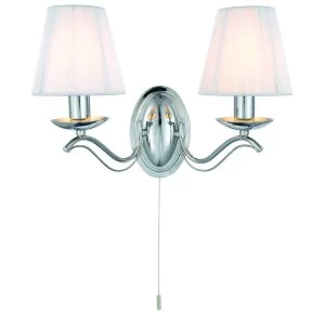 Image of 2 Light Indoor Candle Wall Light Chrome with Shades, E14